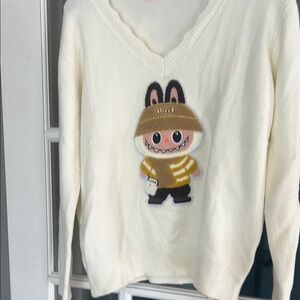 Cream Sweater with Cute Character Design